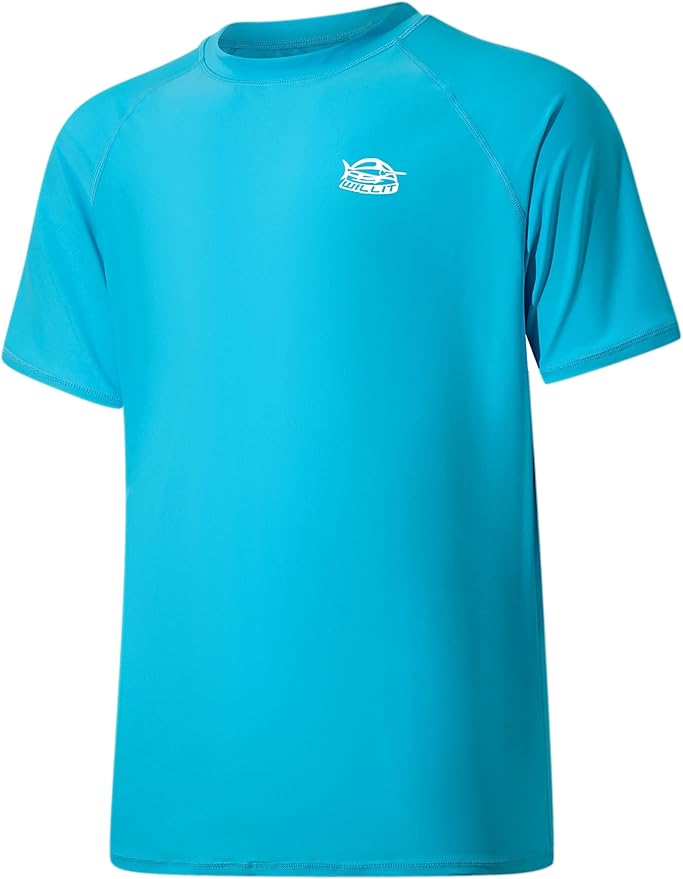 Willit Men\'s UPF 50+ Rashguard Swim Shirt Short Sleeve SPF Sun Protection Quick Dry